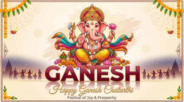 Happy Ganesh Chaturthi Lord Ganesha Festival Greeting Banner