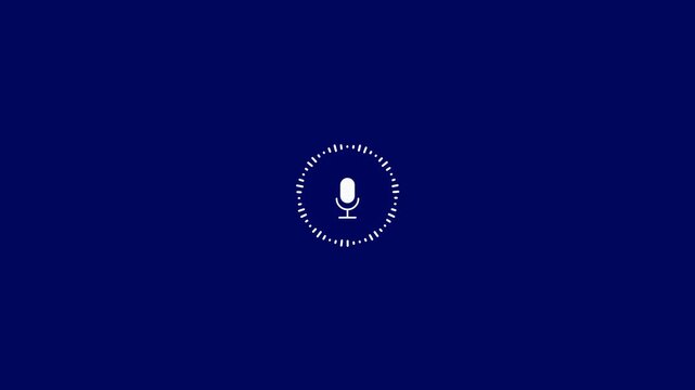 Voice Assistant Microphone Icon Animation on Blue Background
