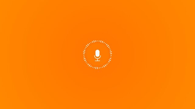 Animated Microphone Icon with Voice Assistant Graphic on Orange