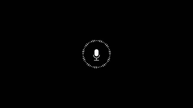 White Voice Assistant Microphone Icon Pulsing on Black Background