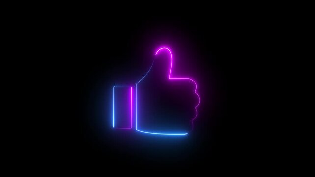 Animated neon line like Button animation. abstract social media like button on black background.Motion graphics of concept