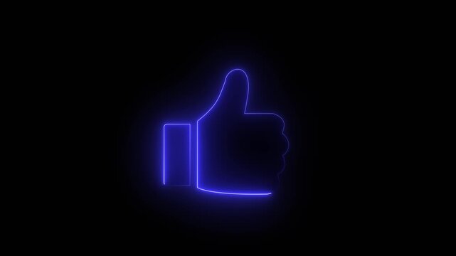 Animated neon line like Button animation. abstract social media like button on black background.Motion graphics of concept