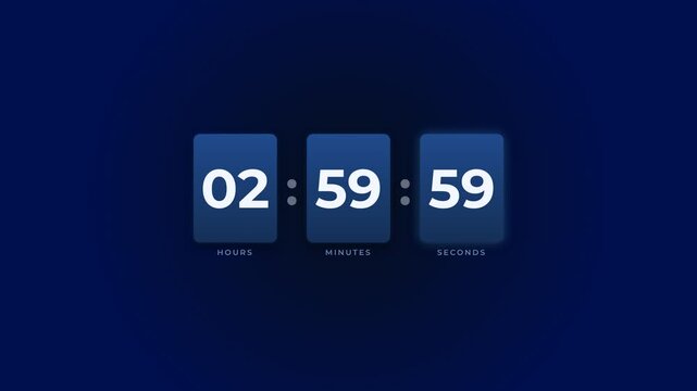 Digital Flip Clock Animation Progressing to Three O'Clock