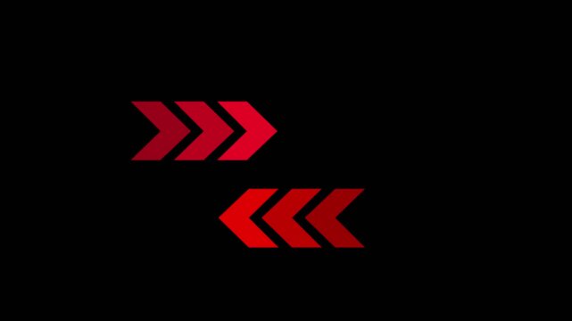 Left Right directional arrow loop animation. Arrow moving Left right on black background.Motion graphics of concept
