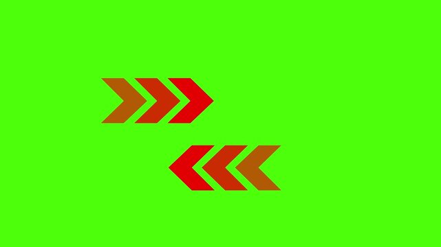 Left Right directional arrow loop animation. Arrow moving Left right on green background.Motion graphics of concept