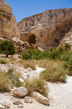 A steep canyon known as Wadi Ein Avdat in the Negev, Israel, near Kibbutz Sde Boker