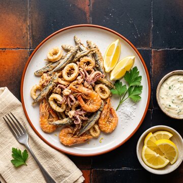 Frittura di Pesce: Traditional Italian Fried Seafood With Calamari, Shrimp, and Small Fish