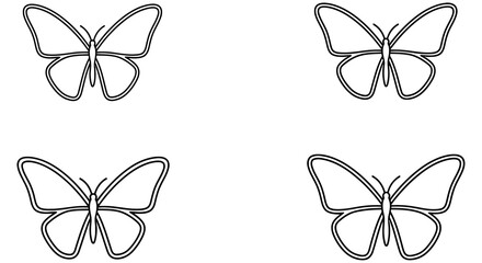 Butterfly Silhouettes On White Background Minimalist Linear Illustration butterflies lepidoptera © SHYFUL_STUDIO