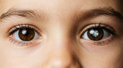 Close-up of child's eyes with blue and green irises, light skin © designer rofiqul