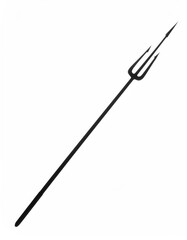 Obraz premium A black silhouette of a long, pointed trident against a white background