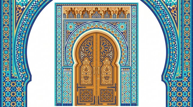 Moroccan door with tile patterns