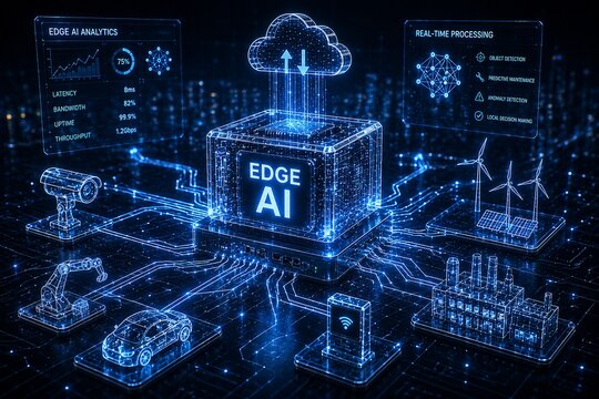 Transparent Glass Edge AI Technology Abstract