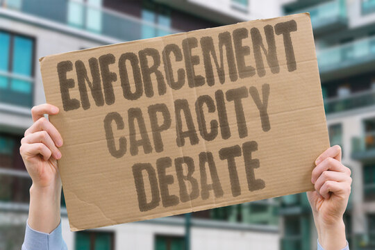 "Enforcement Capacity Debate" The discussion now revolves around implementation and resources. BORDER. ENFORCEMENT. CAPACITY. DEBATE. RESOURCES.