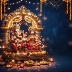 Fototapeta premium Lord Ganesha & Goddess Lakshmi