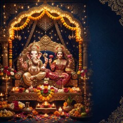 Fototapeta premium Lord Ganesha & Goddess Lakshmi