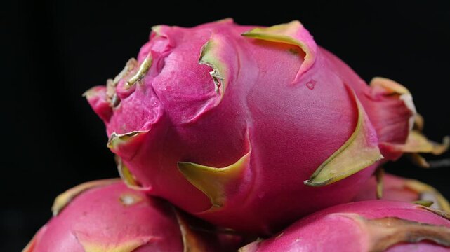 Fresh Dragon Fruit in Wooden Basket