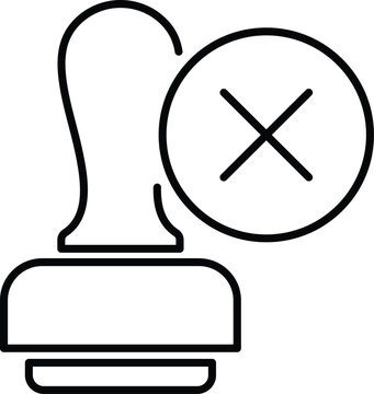 ejected stamp icon representing cross mark approval status, declined document, access denied, decline notice, and decision mark. Symbol of rejection, refusal, cancel, invalid verification