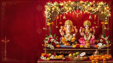 Fototapeta premium Lord Ganesha & Goddess Lakshmi