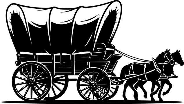 Covered wagon with wheels vector illustration