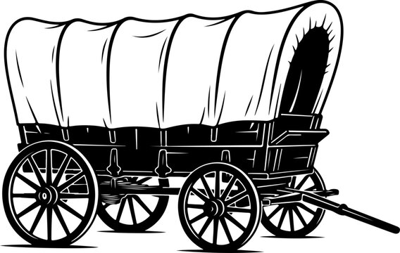 Covered wagon with wheels vector illustration