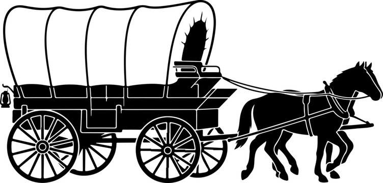 Covered wagon with wheels vector illustration