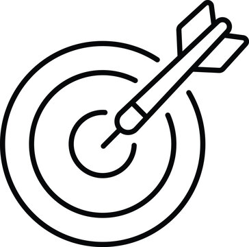 Target dart icon representing business goal achievement, success strategy, accurate targeting, focus objective, and marketing audience. Symbol of hit bullseye, precision execution, performance aim