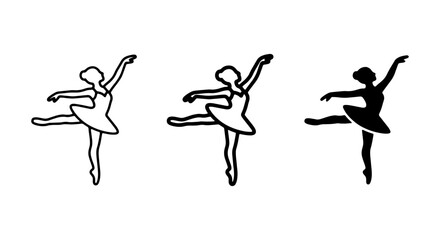 Ballet Dancer Silhouettes, Elegant Female Performers in Graceful Poses, Vector Art for Dance and Performance Themes © RONY