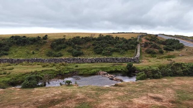 Quaint stone road bridge on Dartmoor near Princetown