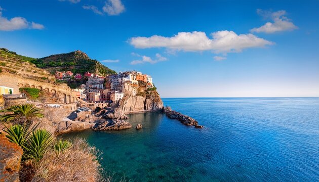 picturesque scilla colorful houses clinging to calabrian cliffs overlooking the tyrrhenian sea travel photography ancient