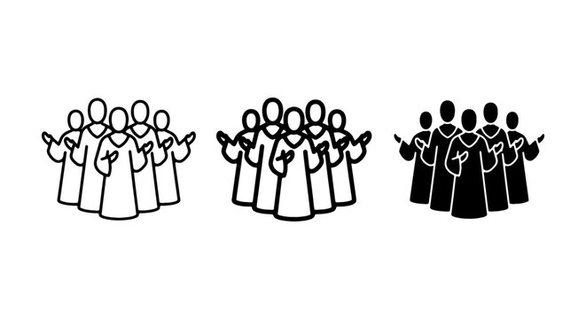 Choir Icons, Group Singing Vector Art, Music Performance Symbols, Vocal Ensemble Graphics, 3 Styles