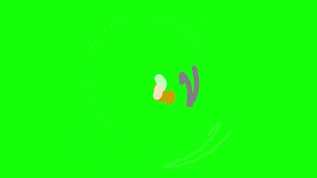 Dynamic organic shape animation with fluid color morphing on green screen