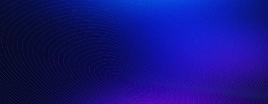Abstract dark blue and purple gradient background with circular ripple wave pattern and grain texture