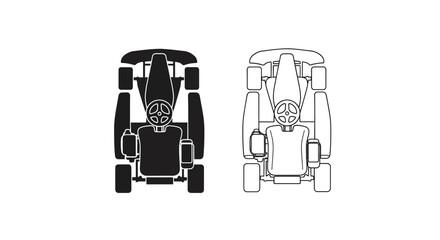 Fototapeta premium Formula one race car top view black and white silhouette