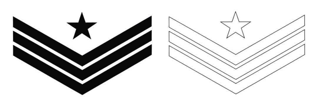 Military Rank Insignia Vector Collection with Stars, Chevrons, Officer Badges, Army Stripes, and Defense Rank Symbols