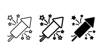 Firework Rocket Icons, Celebration Pyrotechnics Vector Set, Festive Explosive Graphics © MIRA