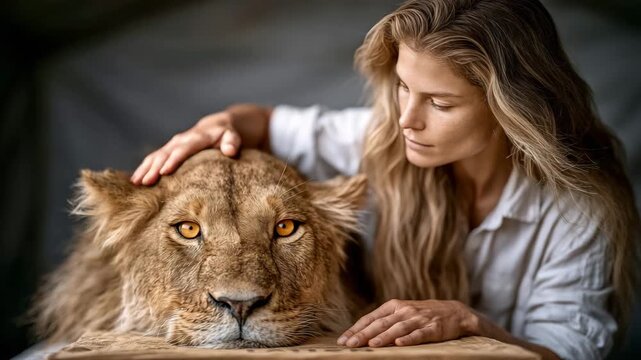 Biologist Collaring Sedated Lion in Africa