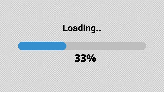 Animated loading progress bar filling from 0% to 100% and seamlessly looping back to 0%, isolated on a clean background. Suitable for website loading, app interface, download progress, data processing