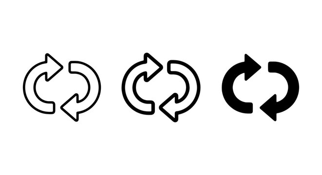 Circular Arrows Icon Set, Refresh Reload Loop Symbol, Repeat Cycle Arrows, Vector Graphic Elements