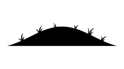 Hill silhouette with grass black shape on white background © Jubayar