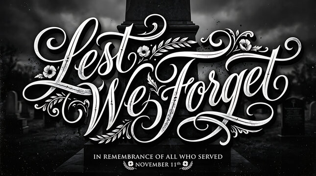 Grand historical stone memorial with Lest We Forget inscription symbolizing eternal remembrance of wartime sacrifices