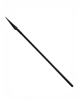 A long, thin, pointed black spear with a sharp tip