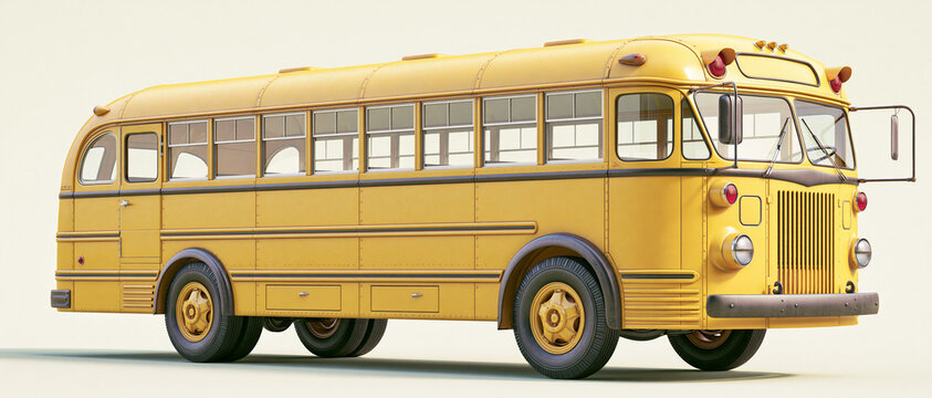 An old yellow school bus parked outdoors with its door open. The bus has a vintage design and appears to be from a bygone era