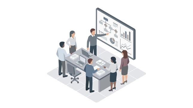 Business Team Conducting Data Analysis and Project Planning Meeting