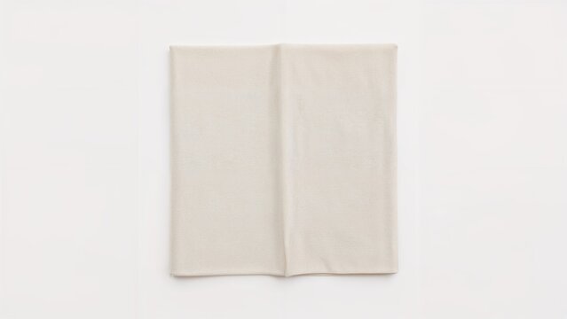 A blank, folded napkin or cloth on a plain white background.