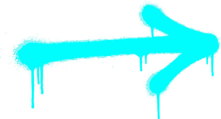 Cyan graffiti arrow with spray paint drips, urban street art pointer vector, neon blue spray painted directional symbol on white background © 成 sнıηяα тєηsєı ツ