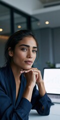 Obraz premium Professional confident young woman business portrait in office for corporate headshot background and website banner design