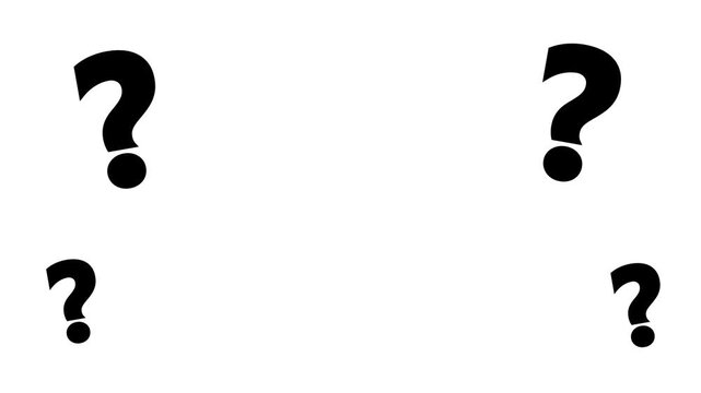 FAQ Concept .white Screen Loading Spinner and Floating Question Mark Icons .  4K Motion Graphic Loop