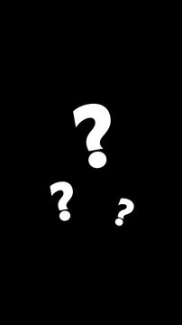 Floating Question Mark Symbols on Black Background . Confusion and FAQ Concept 4K Motion Graphic Loop