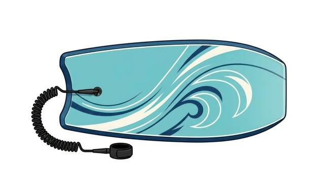 Surfer riding a bodyboard on a wave. Minimalist vector illustration of ocean water sports equipment in action.