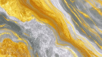 Obraz premium Swirling golden and gray veins create a luxurious, flowing abstract texture